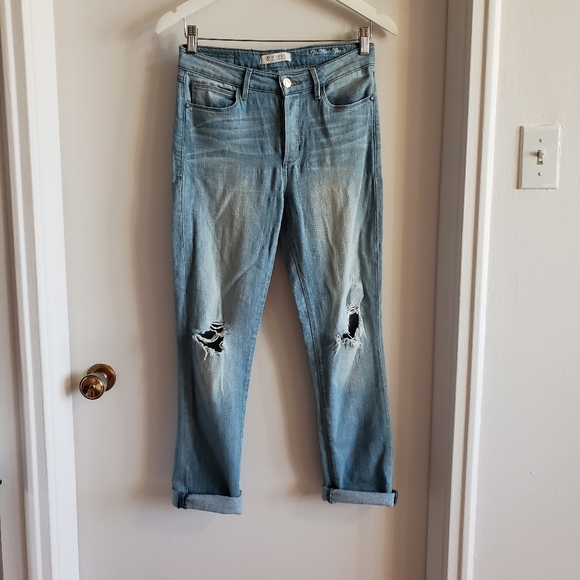 Guess The Msdel Jean Distressed Holy Boho Skinny Leg Roll Up Cuffs Woman Size 26 - Picture 2 of 16